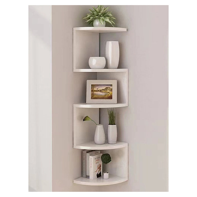 7.5"D x 7.5"W x 34"H 5-Story Counter-Weaved Corner Bookshelf