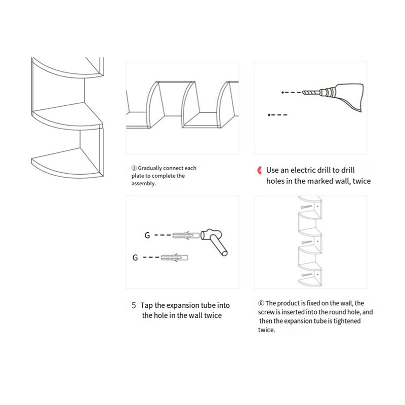 7.5"D x 7.5"W x 34"H 5-Story Counter-Weaved Corner Bookshelf