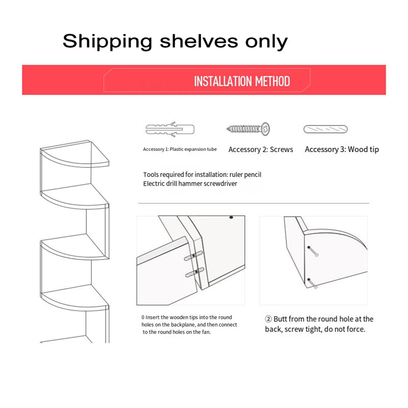 7.5"D x 7.5"W x 34"H 5-Story Counter-Weaved Corner Bookshelf