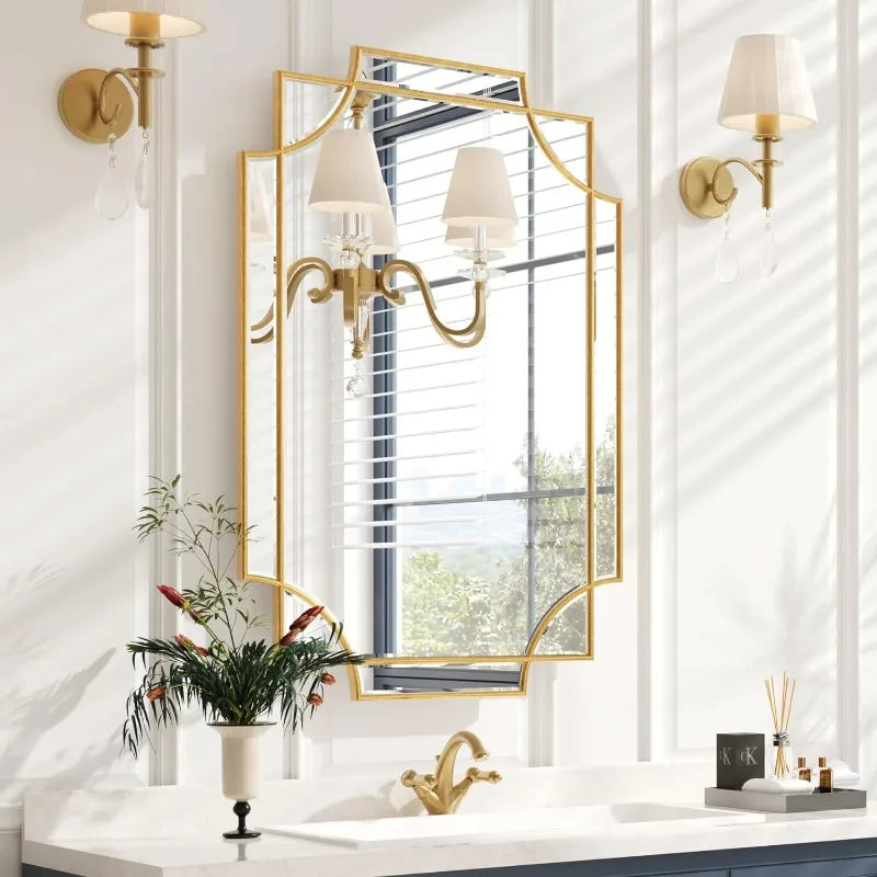 30" x 40" Large Mirror w/ Intricate Gold Frame
