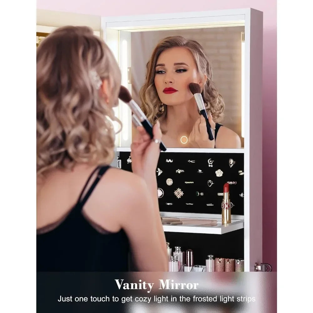62" Full Body Length LED Mirror with Jewelry Storage