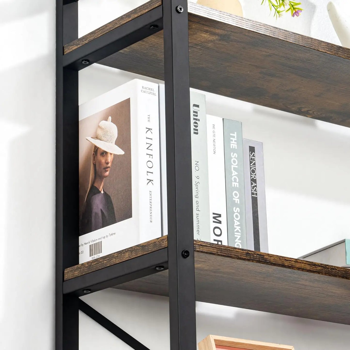 62"H x 23"W 5 Tier Bookshelf Rustic Industrial Style