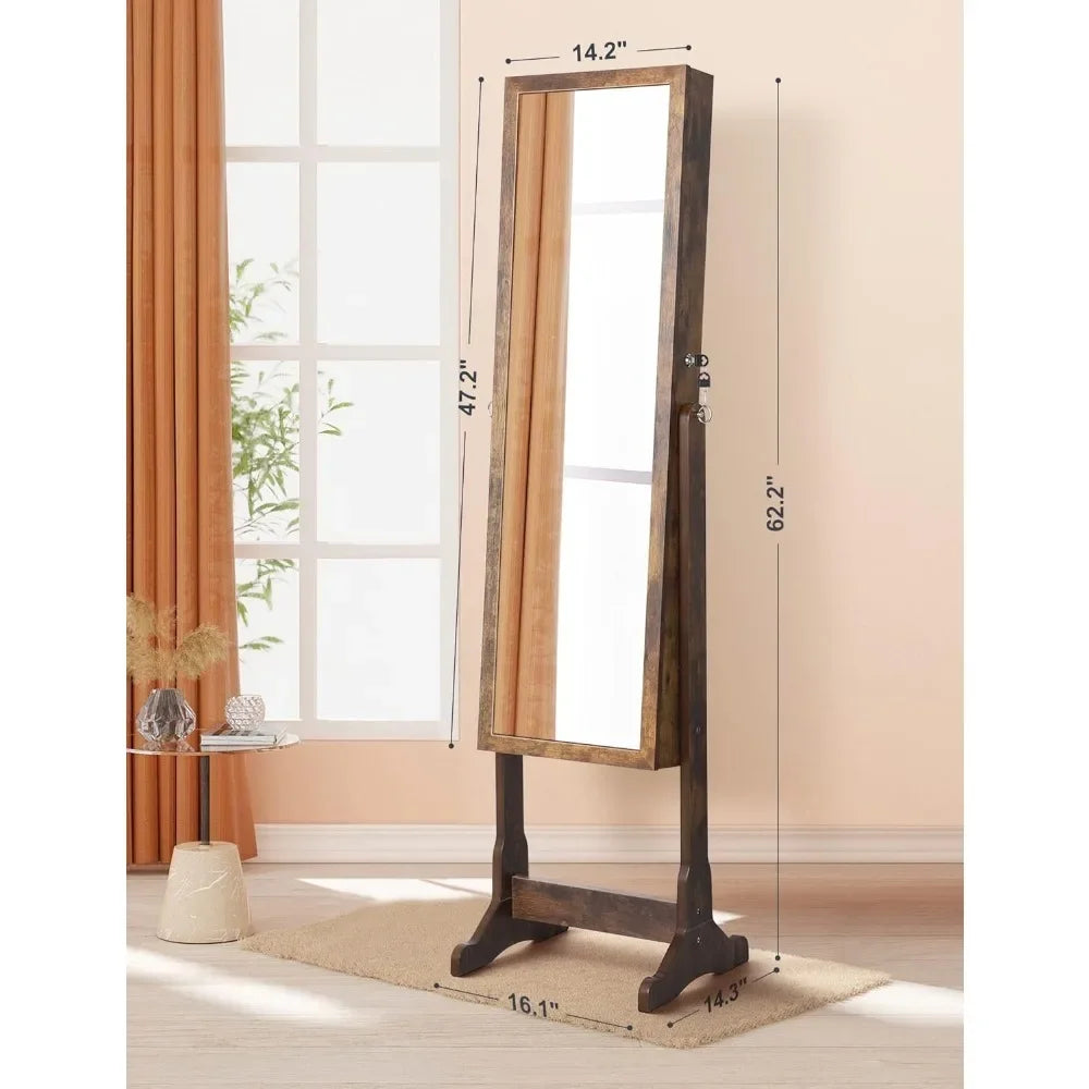 62" Full Body Length LED Mirror with Jewelry Storage