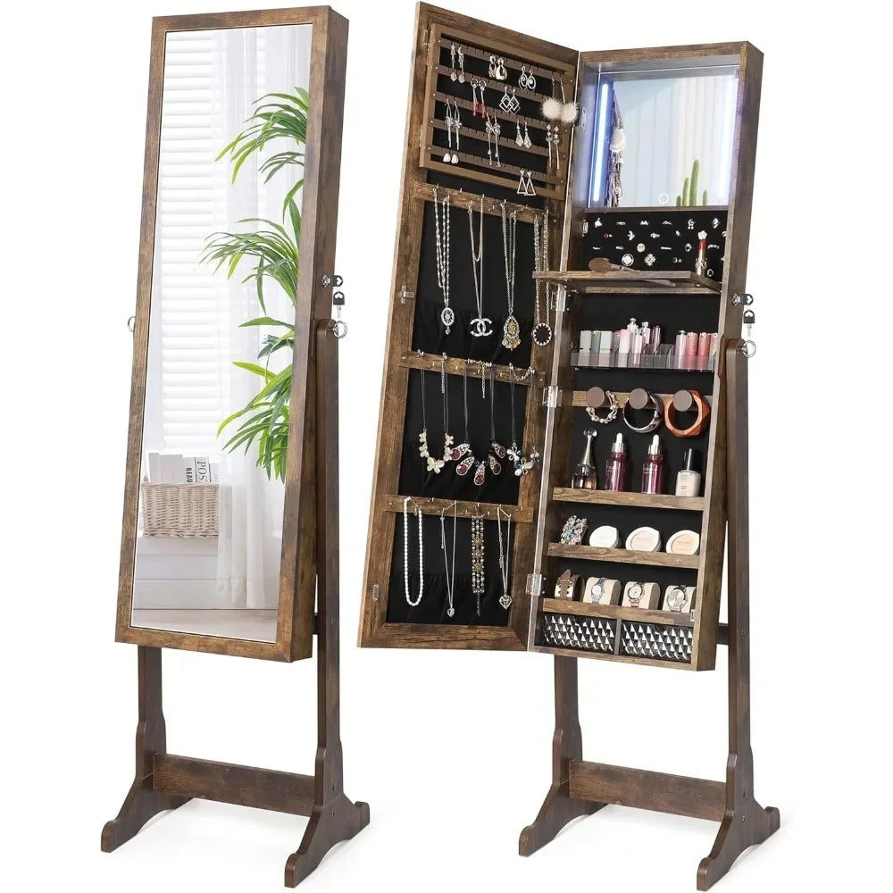 62" Full Body Length LED Mirror with Jewelry Storage