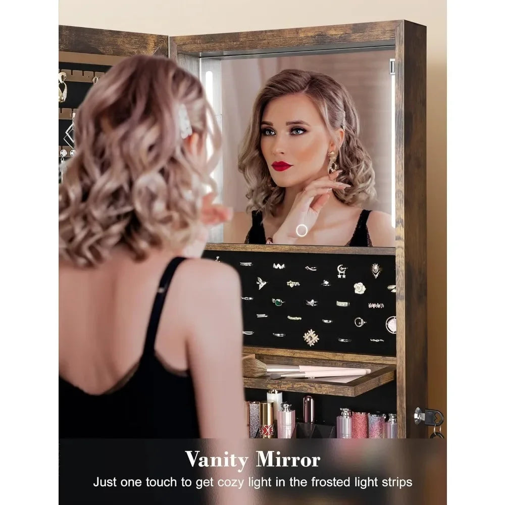 62" Full Body Length LED Mirror with Jewelry Storage