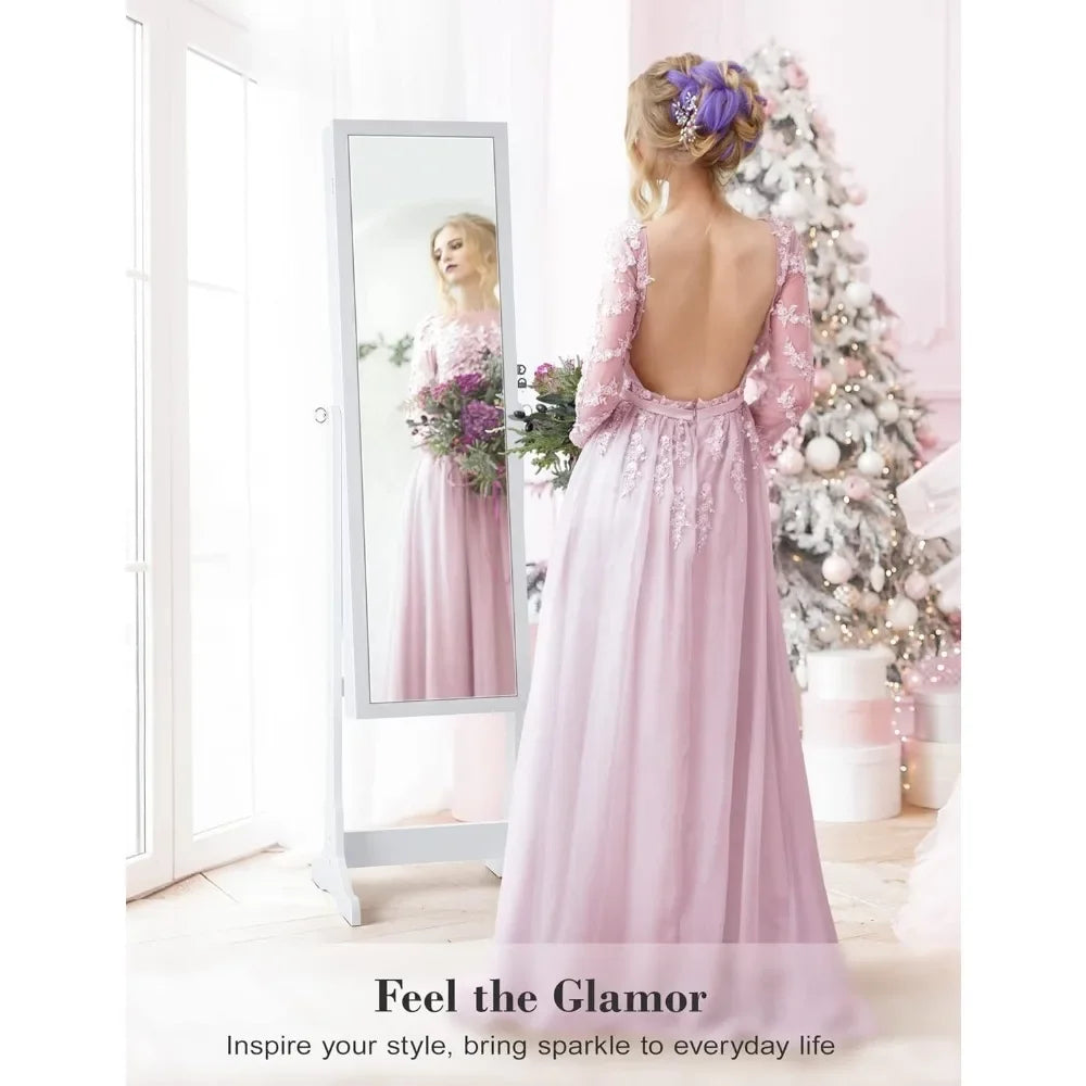 62" Full Body Length LED Mirror with Jewelry Storage