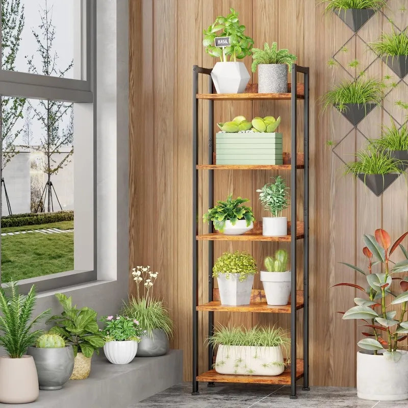 55"H x 15"W 5 Tier Bookshelf with Drawer