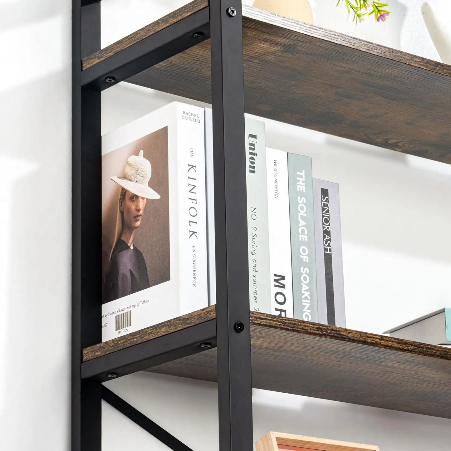 62"H x 23"W 5 Tier Bookshelf Rustic Industrial Style