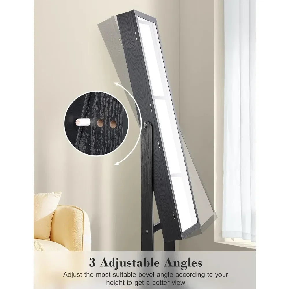 62" Full Body Length LED Mirror with Jewelry Storage