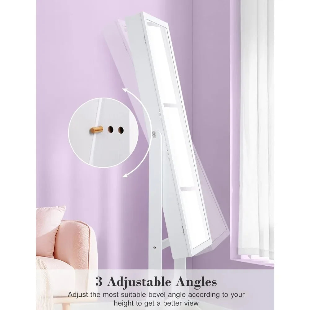 62" Full Body Length LED Mirror with Jewelry Storage
