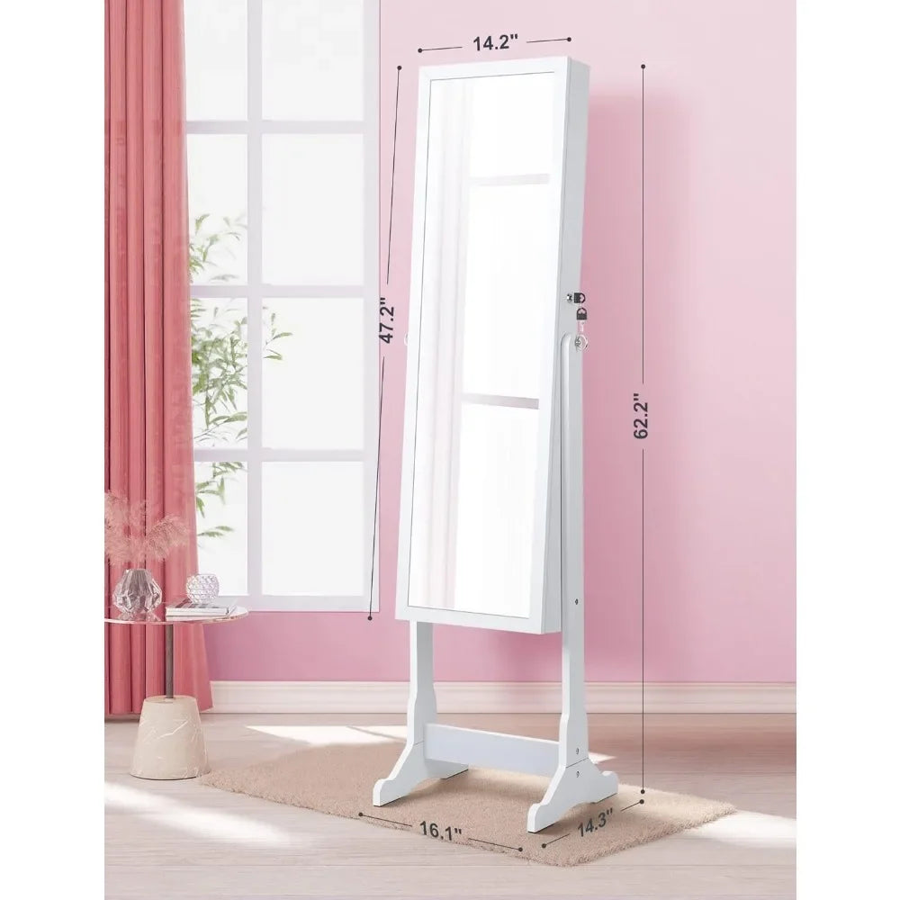 62" Full Body Length LED Mirror with Jewelry Storage