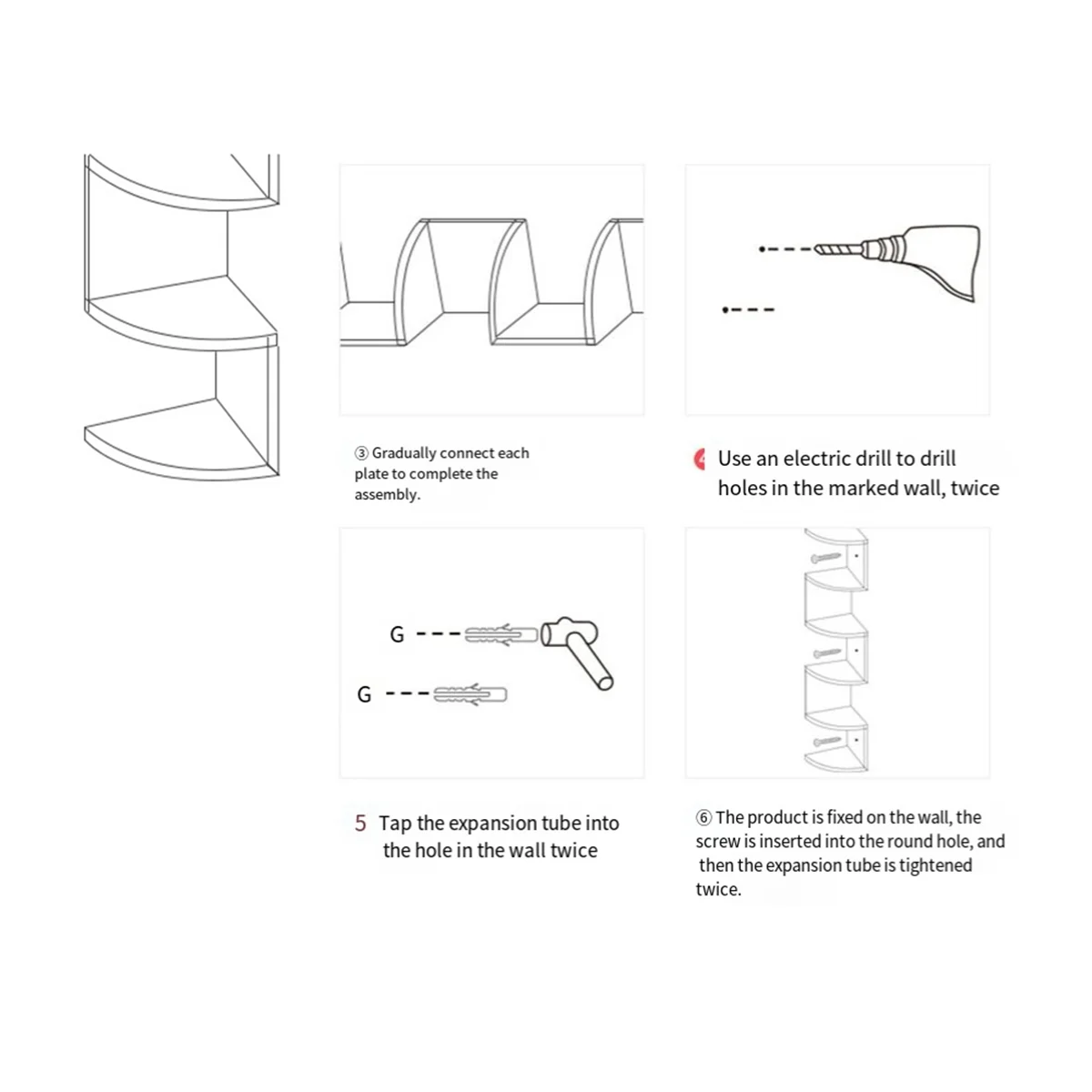 7.5"D x 7.5"W x 34"H 5-Story Counter-Weaved Corner Bookshelf
