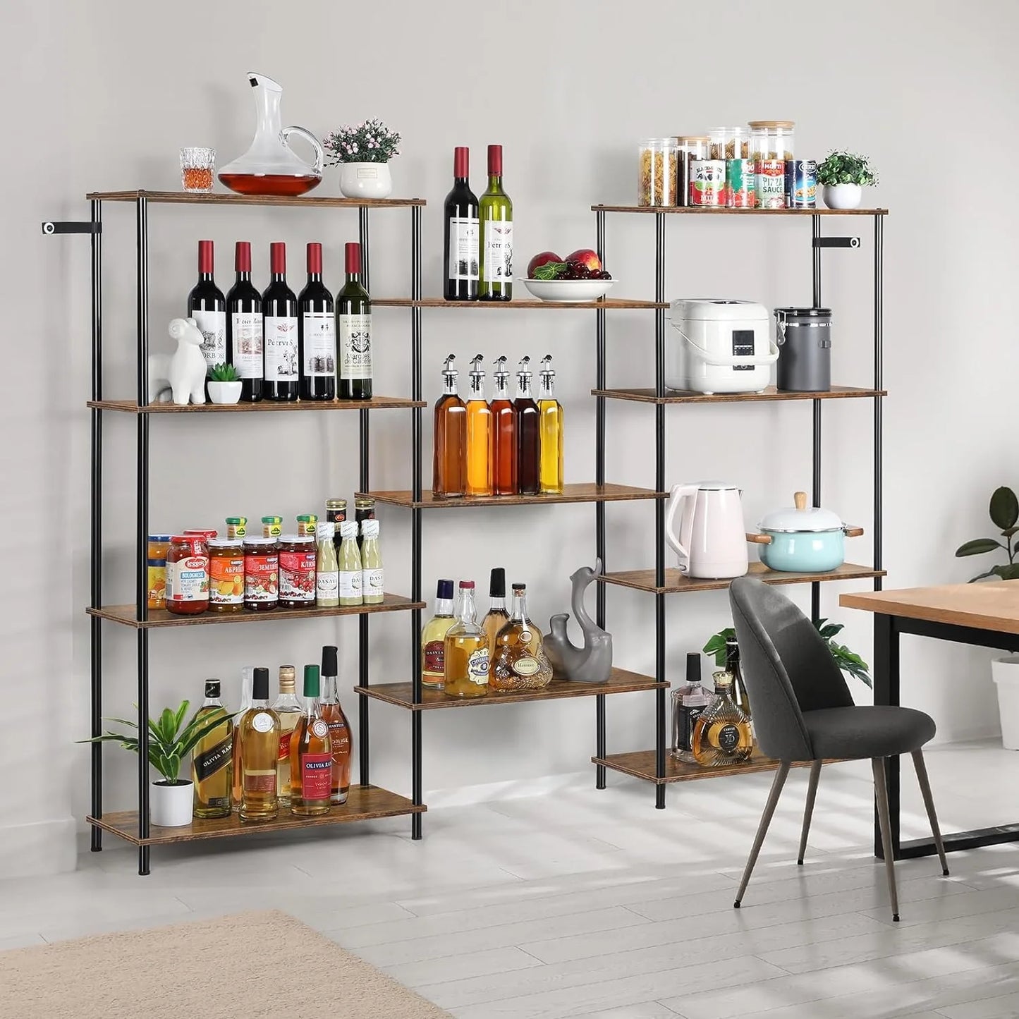 51.5"H x 11"D x 68.5"W Minimalistic Triple Wide 4-Tier Open Bookcase