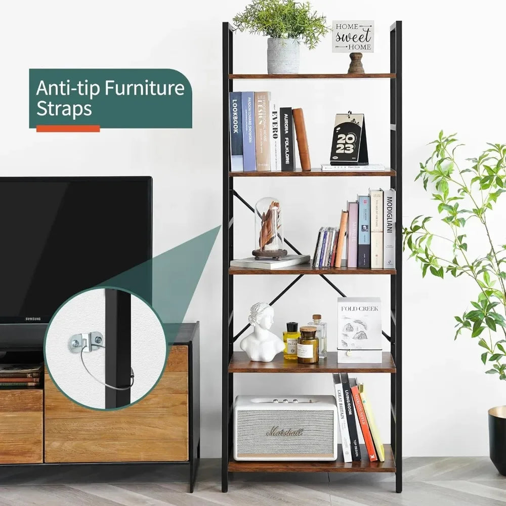 62"H x 23"W 5 Tier Bookshelf
