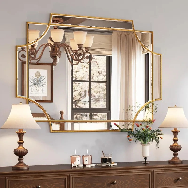 30" x 40" Large Mirror w/ Intricate Gold Frame