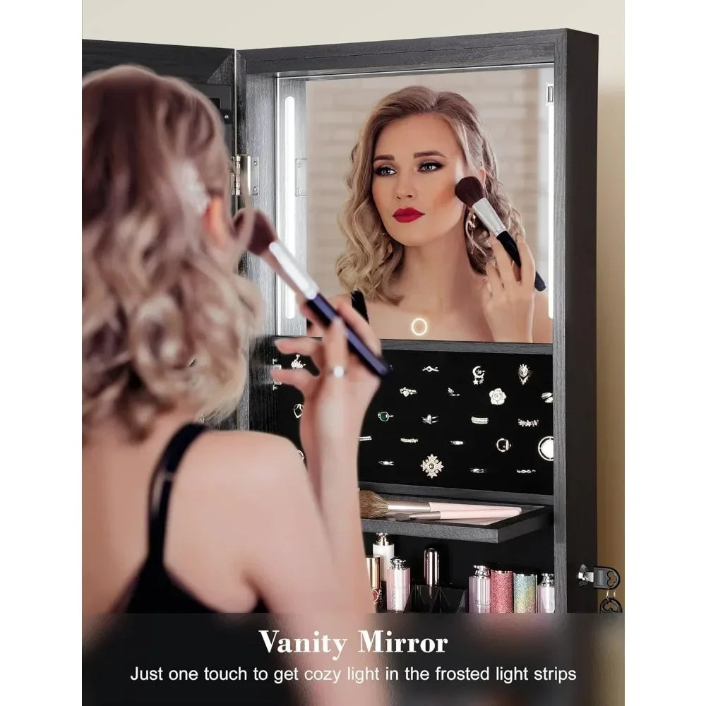 62" Full Body Length LED Mirror with Jewelry Storage
