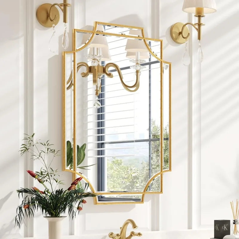 30" x 40" Large Mirror w/ Intricate Gold Frame
