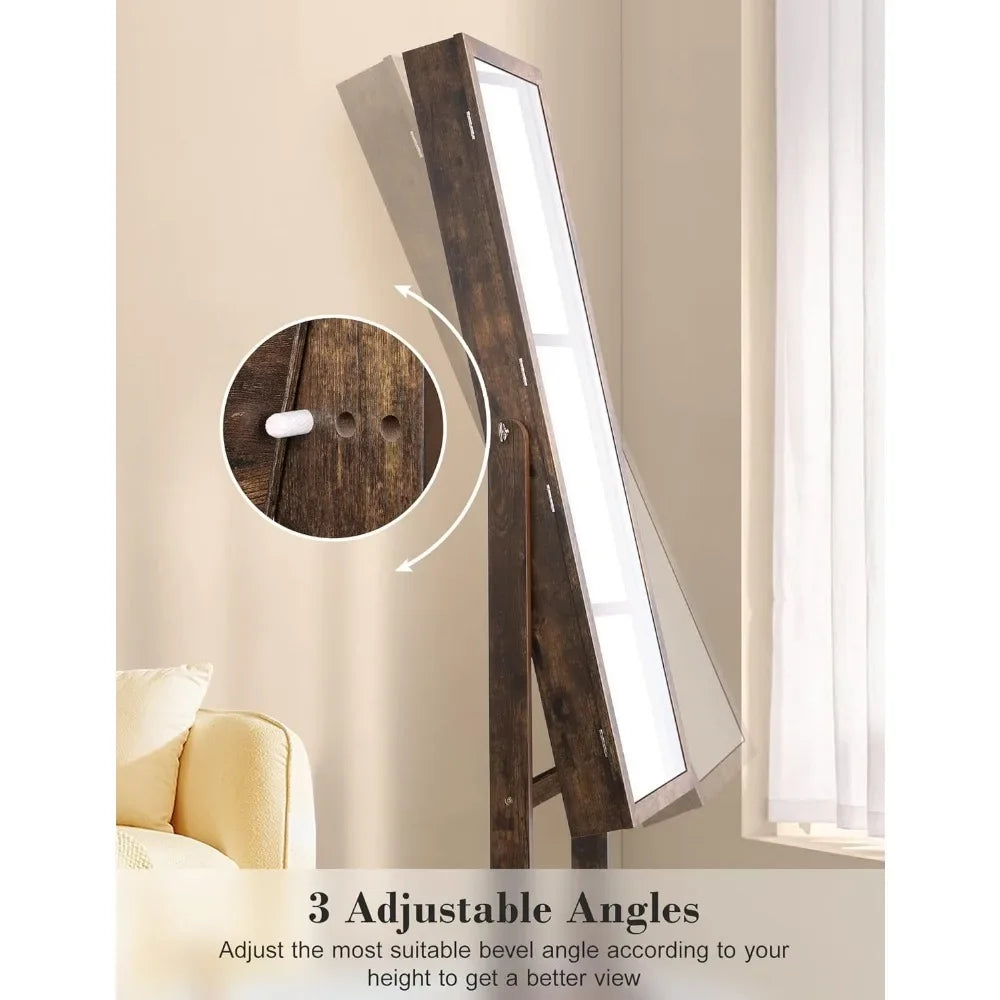 62" Full Body Length LED Mirror with Jewelry Storage