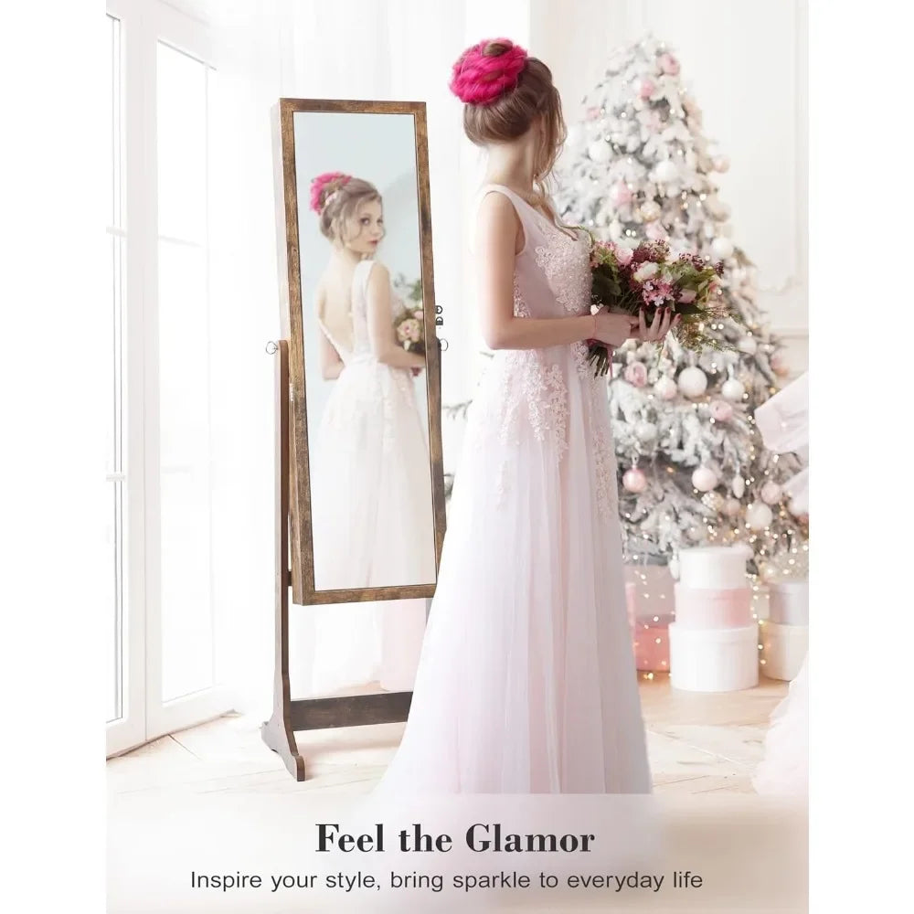 62" Full Body Length LED Mirror with Jewelry Storage