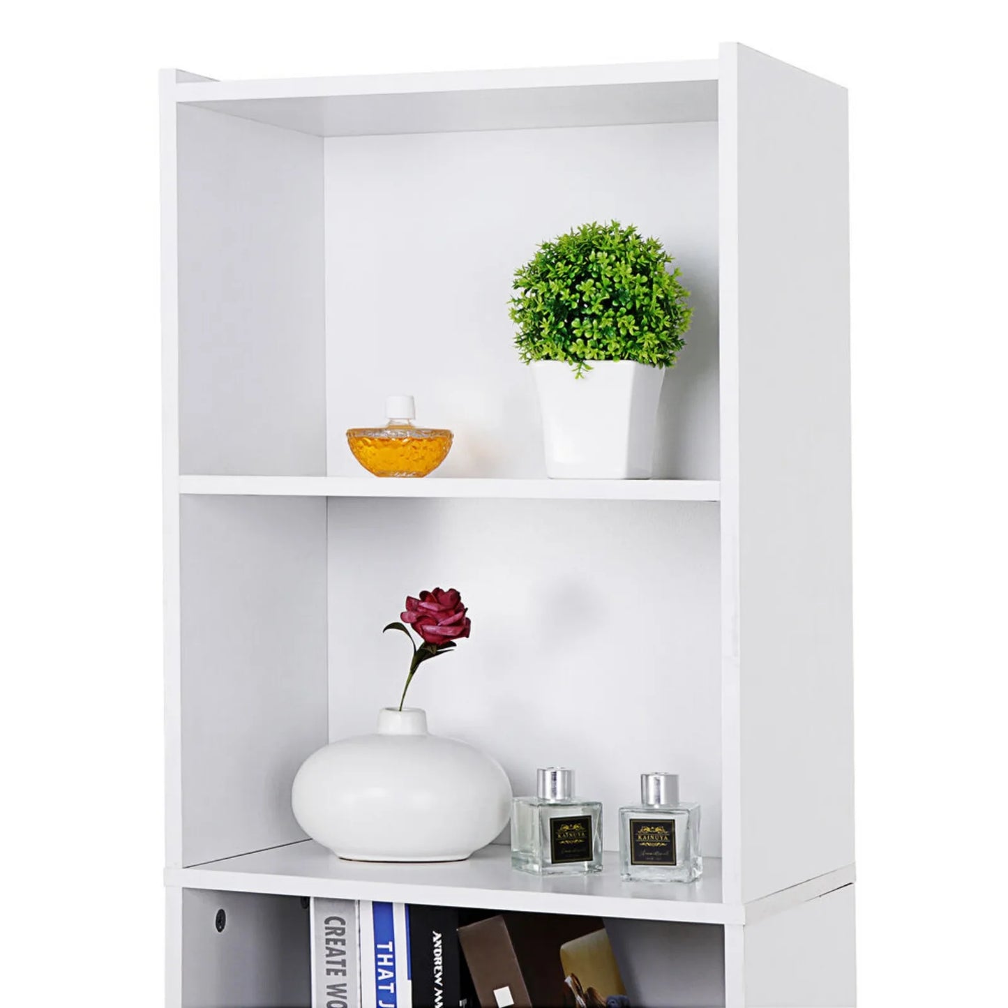 52"H x 15"W 5 Tier White Bookcase