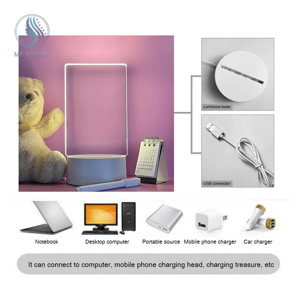 4" x 6" LED Night Light Dry Erase Messenger Board