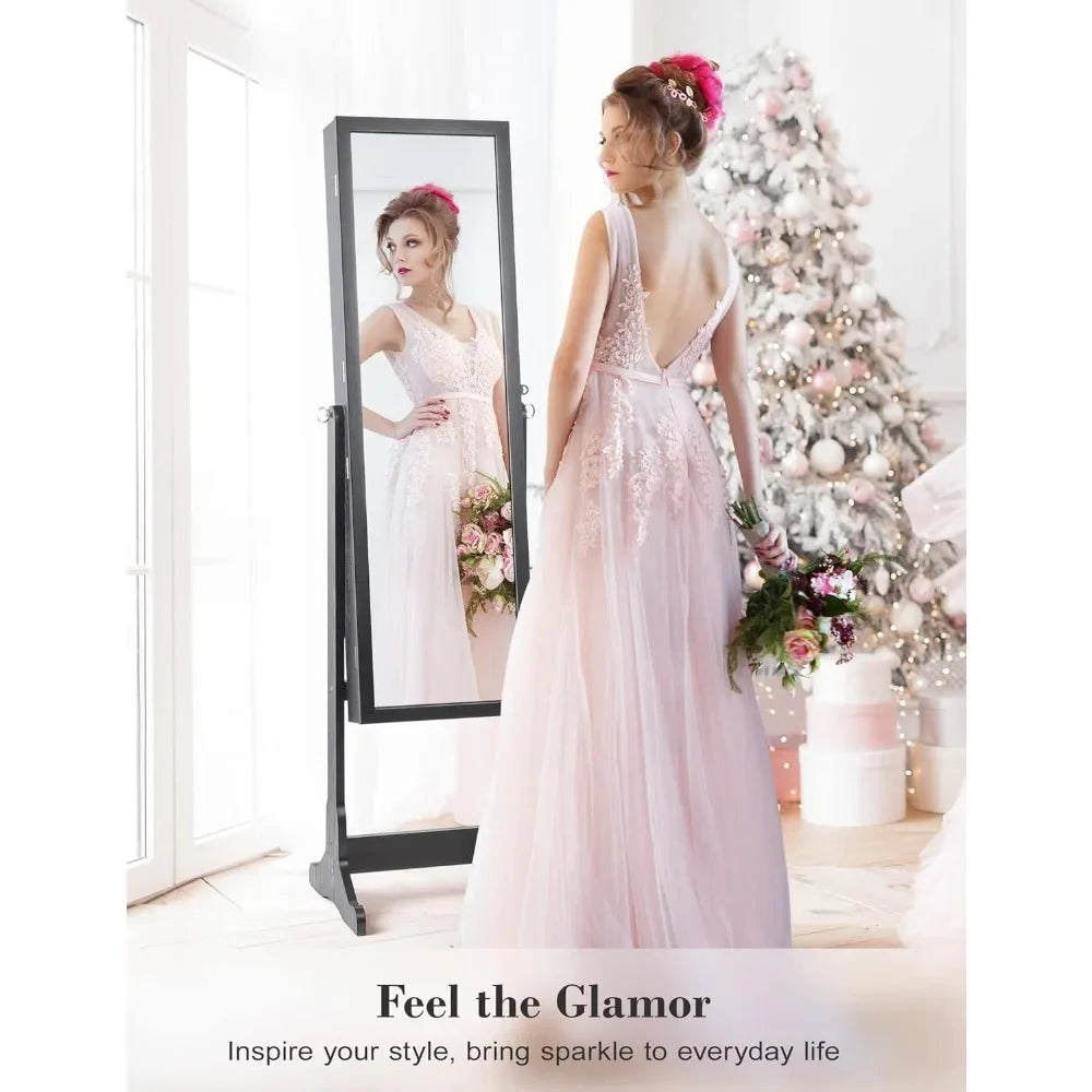62" Full Body Length LED Mirror with Jewelry Storage