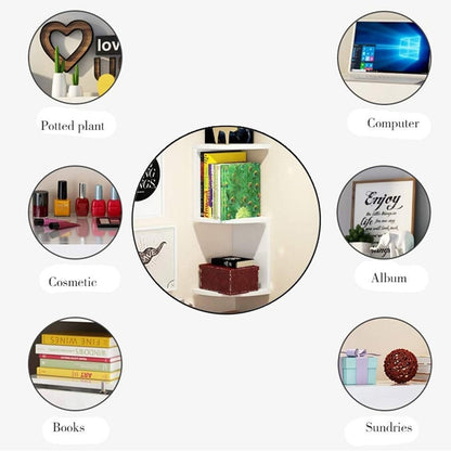 7.5"D x 7.5"W x 34"H 5-Story Counter-Weaved Corner Bookshelf