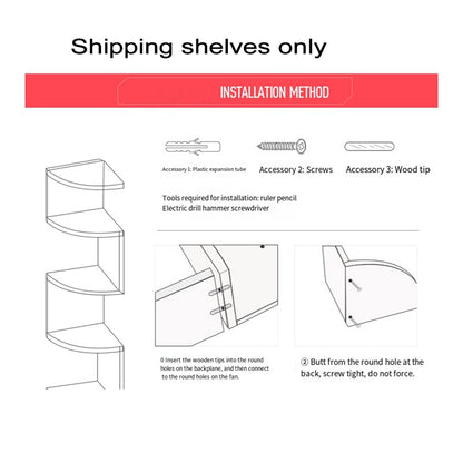 7.5"D x 7.5"W x 34"H 5-Story Counter-Weaved Corner Bookshelf
