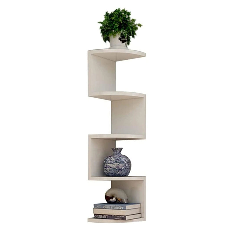 7.5"D x 7.5"W x 34"H 5-Story Counter-Weaved Corner Bookshelf