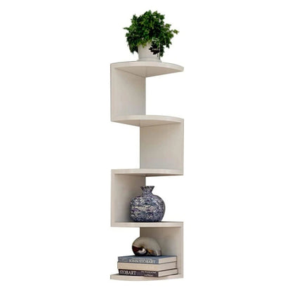 7.5"D x 7.5"W x 34"H 5-Story Counter-Weaved Corner Bookshelf