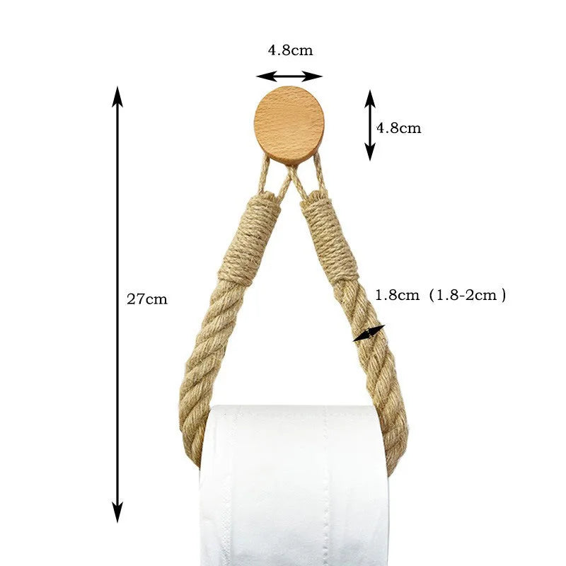 Solid Wood Rope Woven Towel Rack