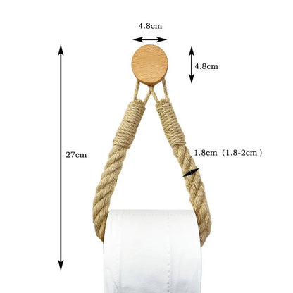 Solid Wood Rope Woven Towel Rack