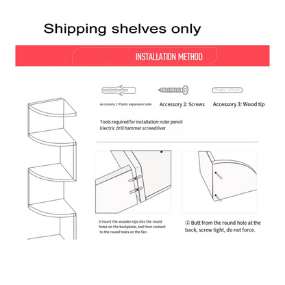 7.5"D x 7.5"W x 34"H 5-Story Counter-Weaved Corner Bookshelf