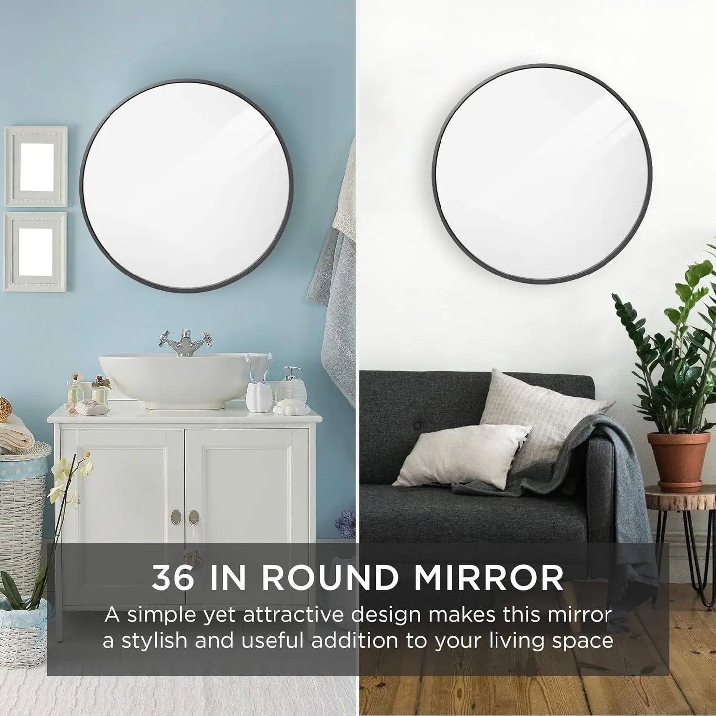 36" Diameter Round Wall Mirror