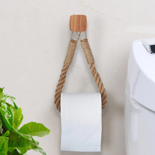 Solid Wood Rope Woven Towel Rack