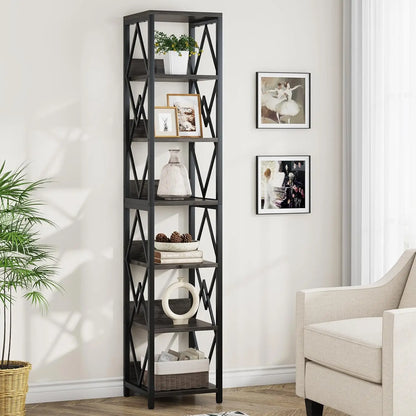 75"H x 14"W 6-Tier Bookshelf Storage