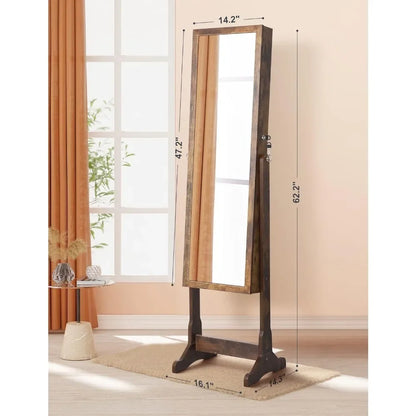 62" Full Body Length LED Mirror with Jewelry Storage