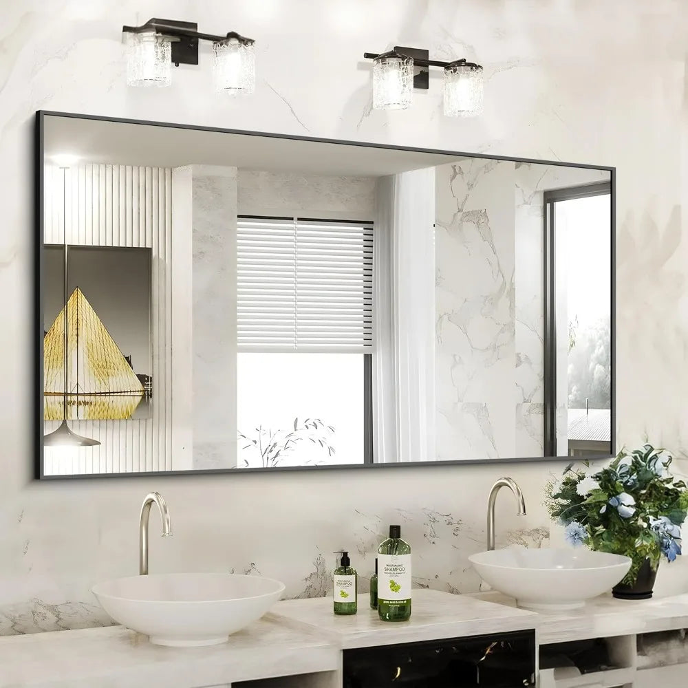 30" x 60" Black-Framed Bathroom Mirror