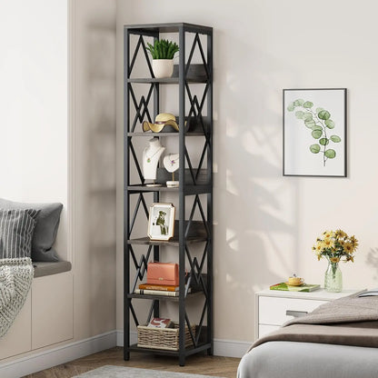 75"H x 14"W 6-Tier Bookshelf Storage