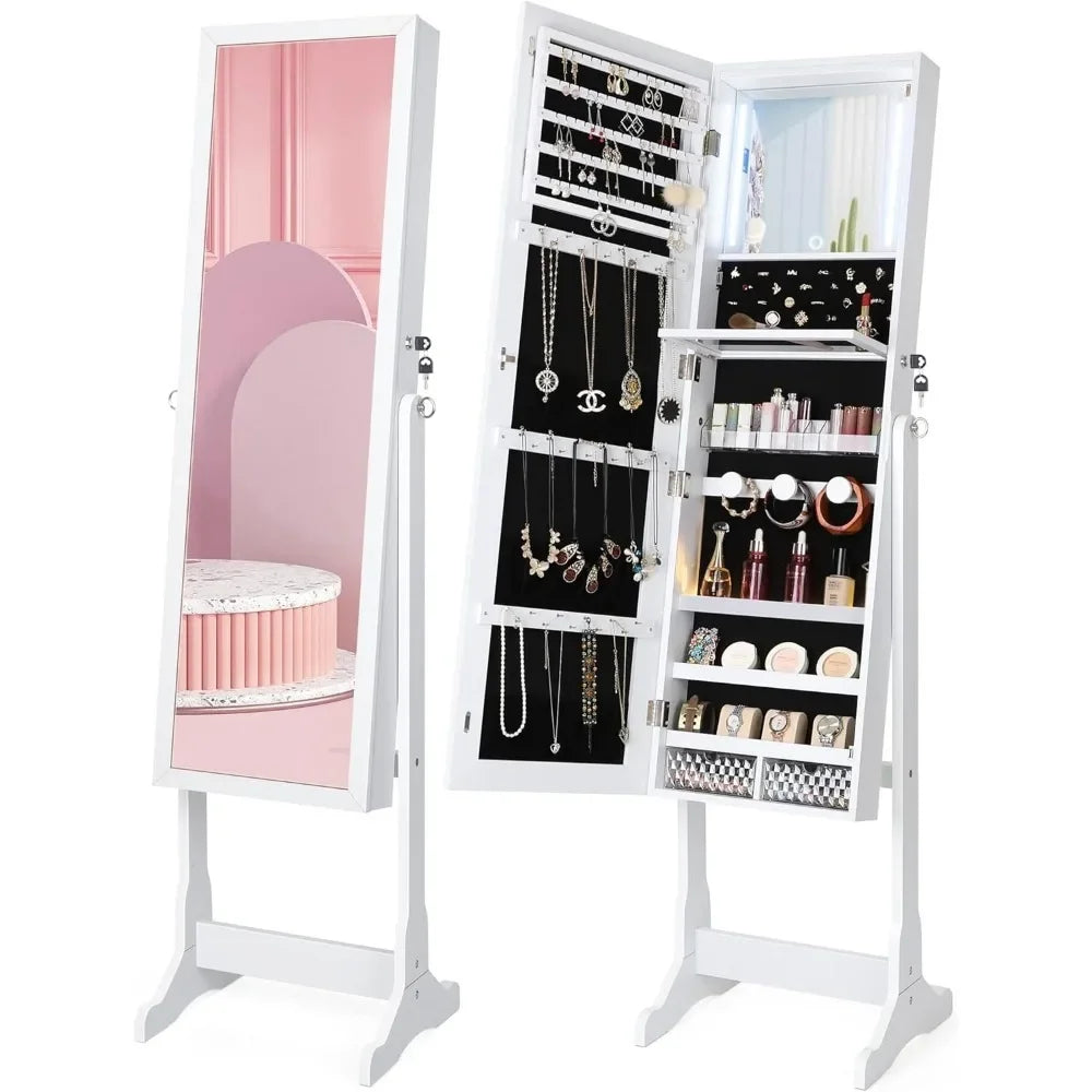 62" Full Body Length LED Mirror with Jewelry Storage