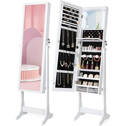 62" Full Body Length LED Mirror with Jewelry Storage