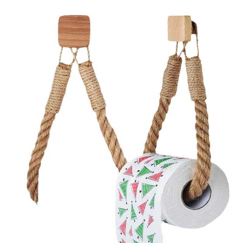Solid Wood Rope Woven Towel Rack