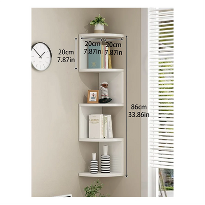 7.5"D x 7.5"W x 34"H 5-Story Counter-Weaved Corner Bookshelf