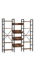 12"D x 70"W x 70"H Triple-Wide Multi-Level German Industrial Bookcase