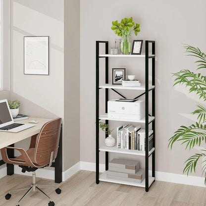 62"H x 23"W 5 Tier Bookshelf Rustic Industrial Style