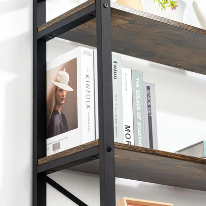 62"H x 23"W 5 Tier Bookshelf Rustic Industrial Style