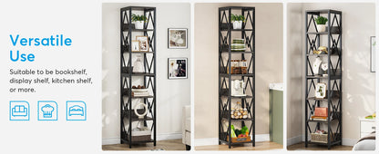 75"H x 14"W 6-Tier Bookshelf Storage