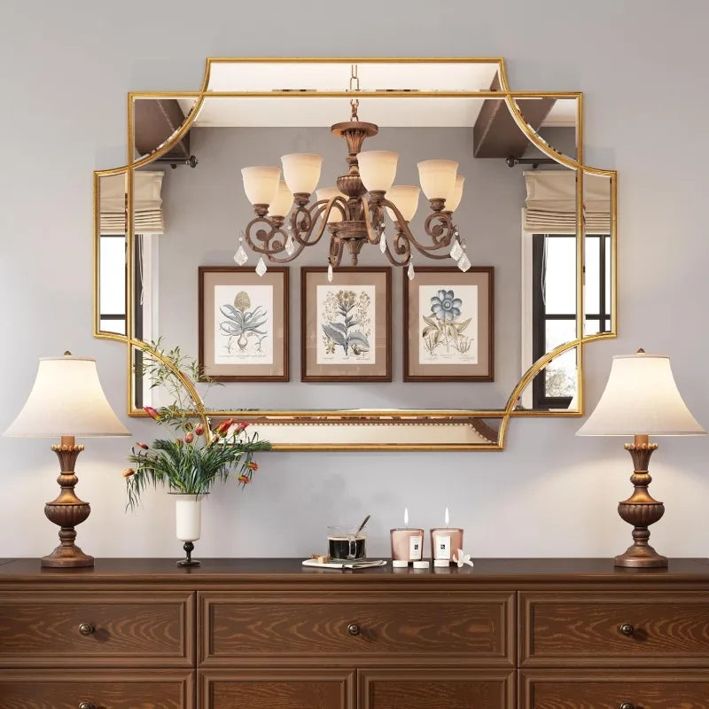 30" x 40" Large Mirror w/  Intricate Gold Frame