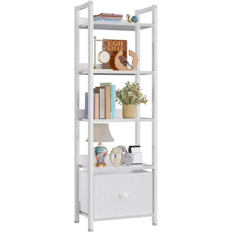 55"H x 15"W   5 Tier Bookshelf with Drawer