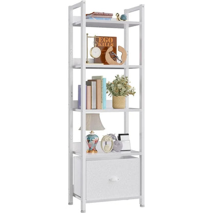 55"H x 15"W   5 Tier Bookshelf with Drawer